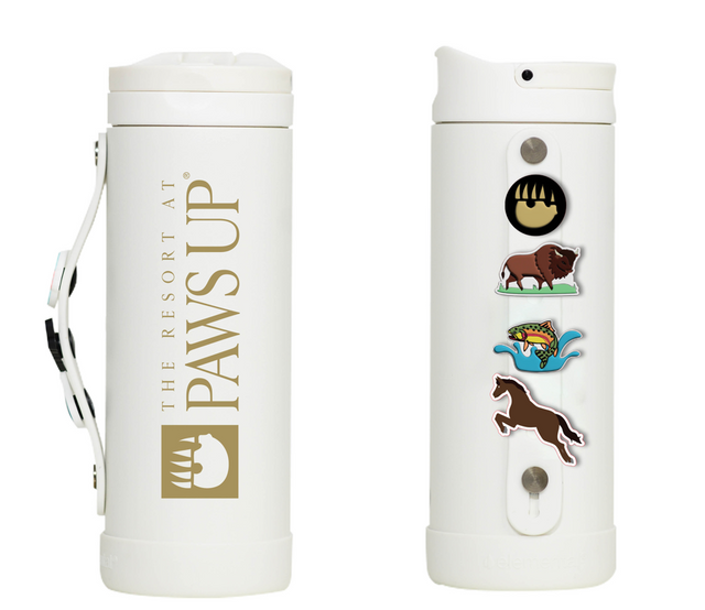 Paws Up Charm Water Bottle in White 14oz