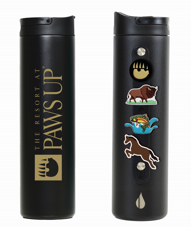 Paws Up Charm Water Bottle in Black 20oz